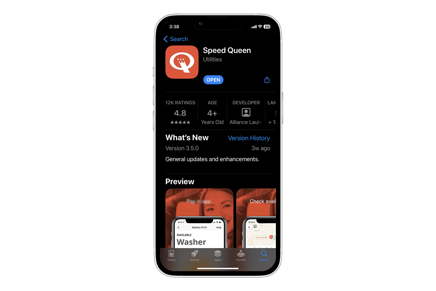Speed Queen app in the app store