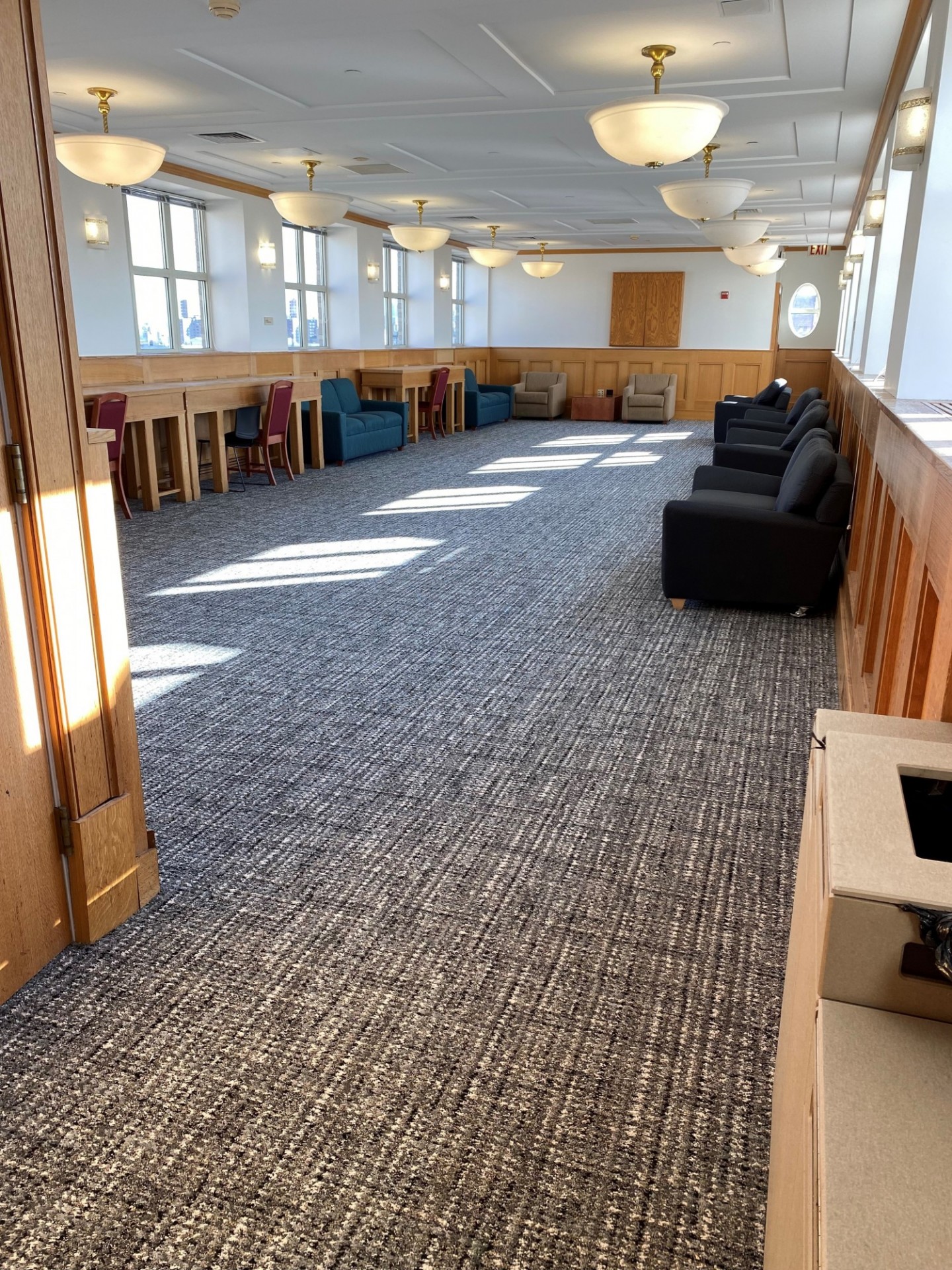 The Broadway Sky Lounge was refreshed with new furniture, carpeting, and lighting