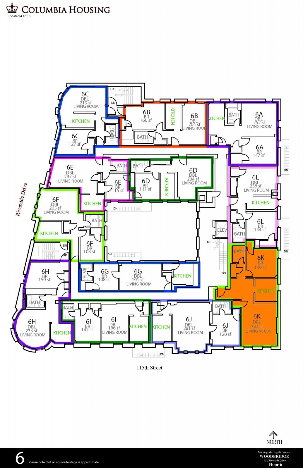 Floor Plan - Woodbridge Hall Sixth Floor