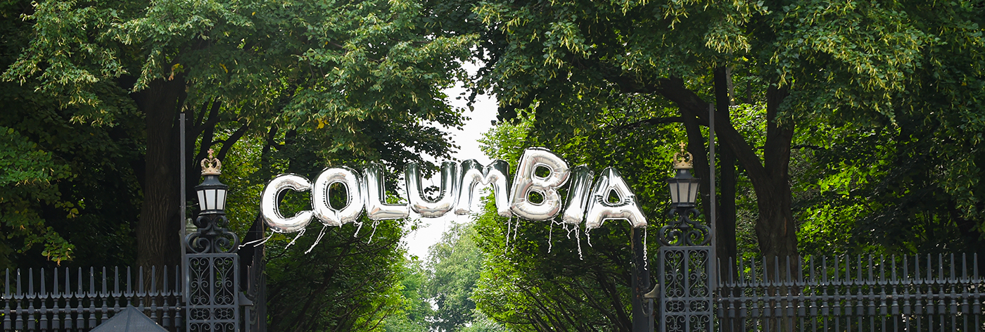 Balloon letters that spell out "Columbia"