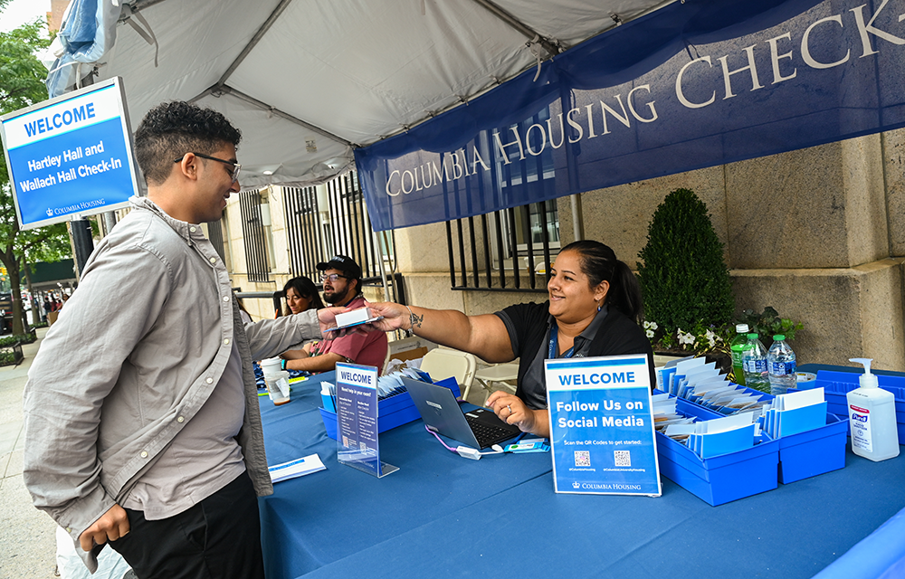 The Housing team staffed Check-In stations at each First-Year residence hall, helping new students with their arrival. Photo by Diane Bondareff