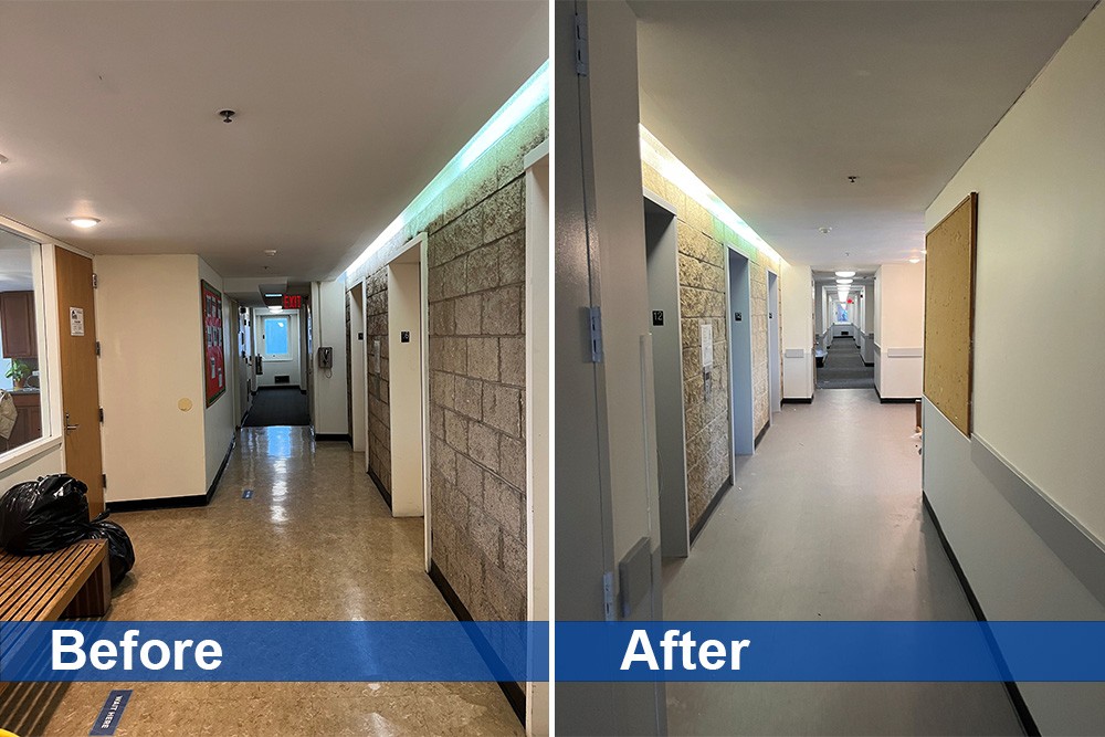 Flooring, painting and lighting were updated in the Schapiro lobby