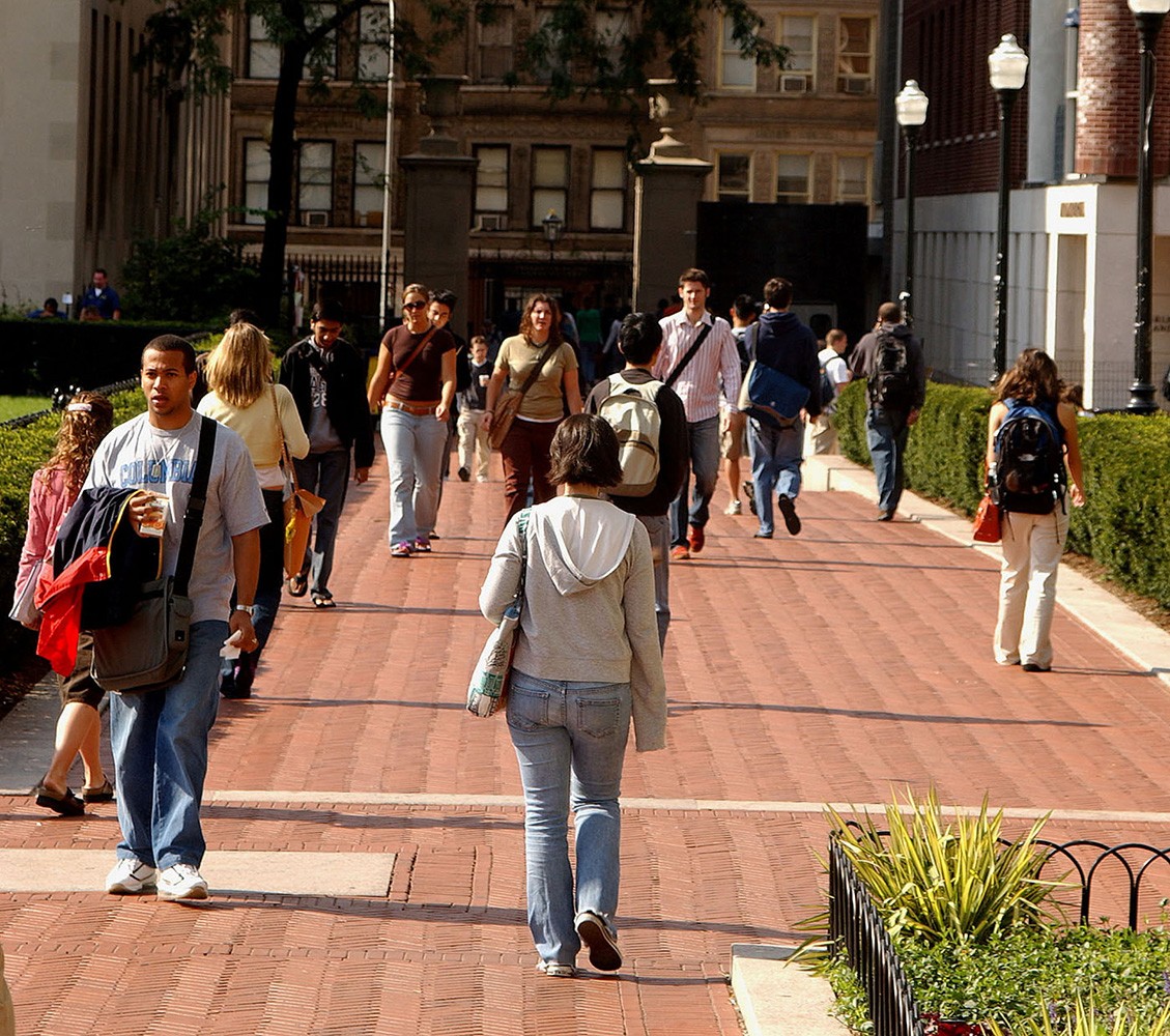 Students walking on campus