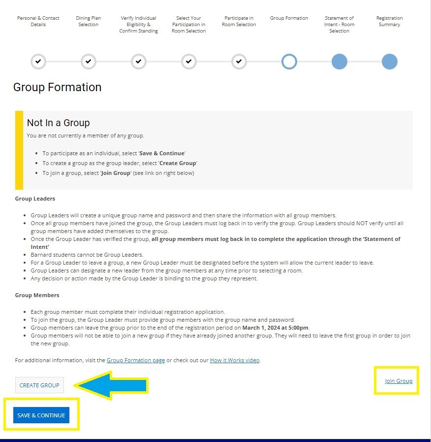 Group Formation page