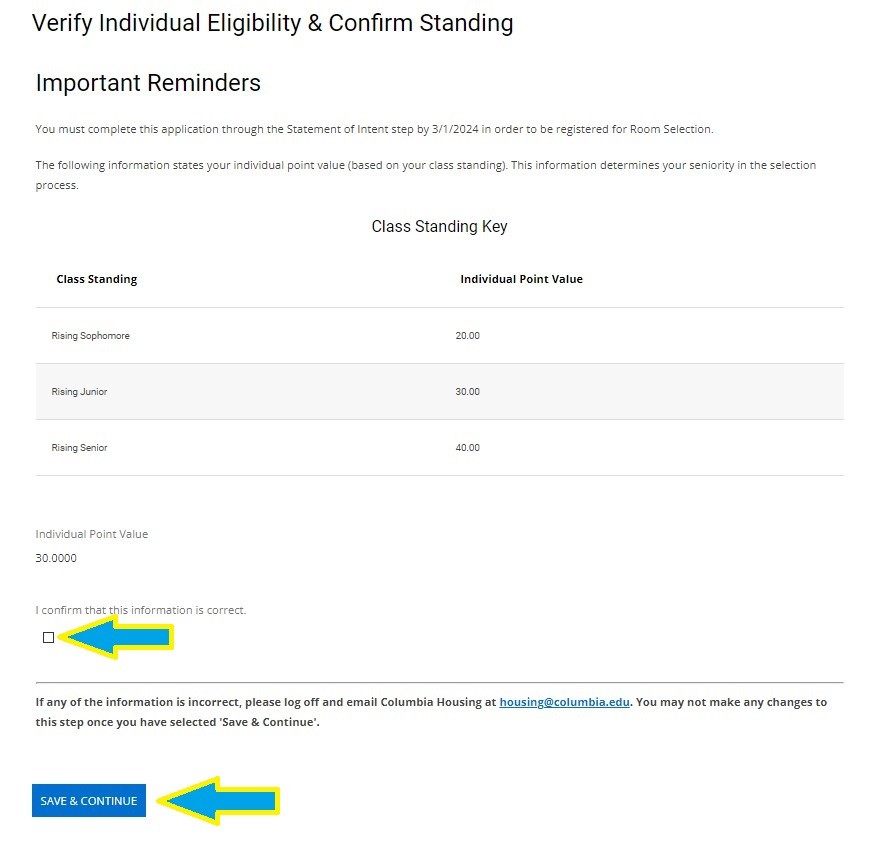 Verify eligibility page