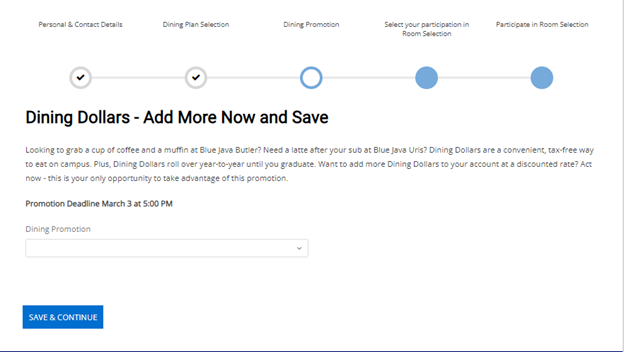 Step 7: (optional) Add Dining Dollars and Flex