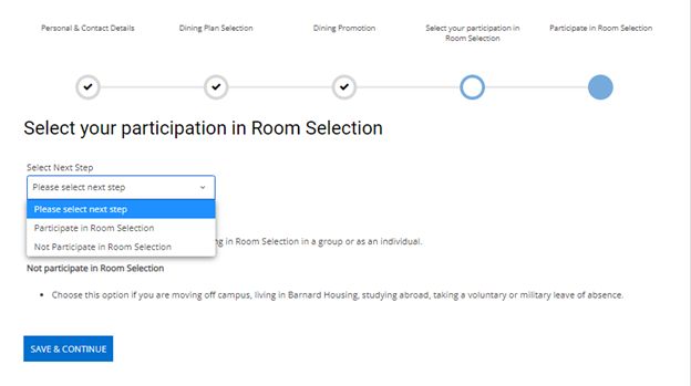 STEP 9: Select Participation in Room Selection