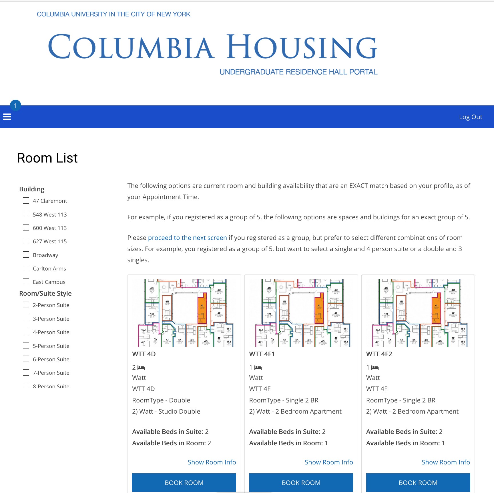 Step 2: Room List (Group)