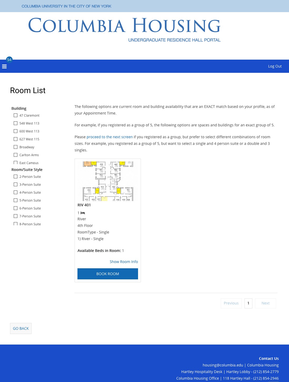 Step 2: Room List (Individual)