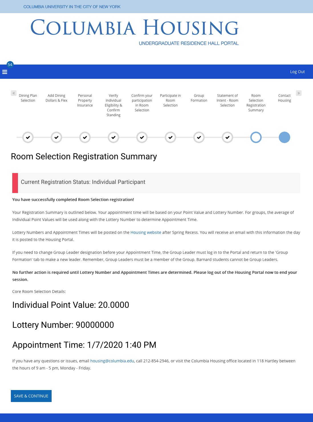 Individual Registration Summary