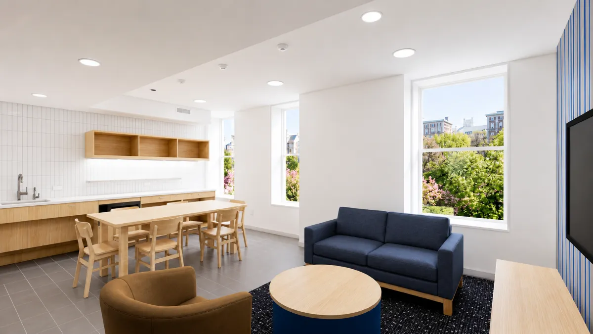 Floor lounges have a pantry area with microwave, sink, and beverage faucet 