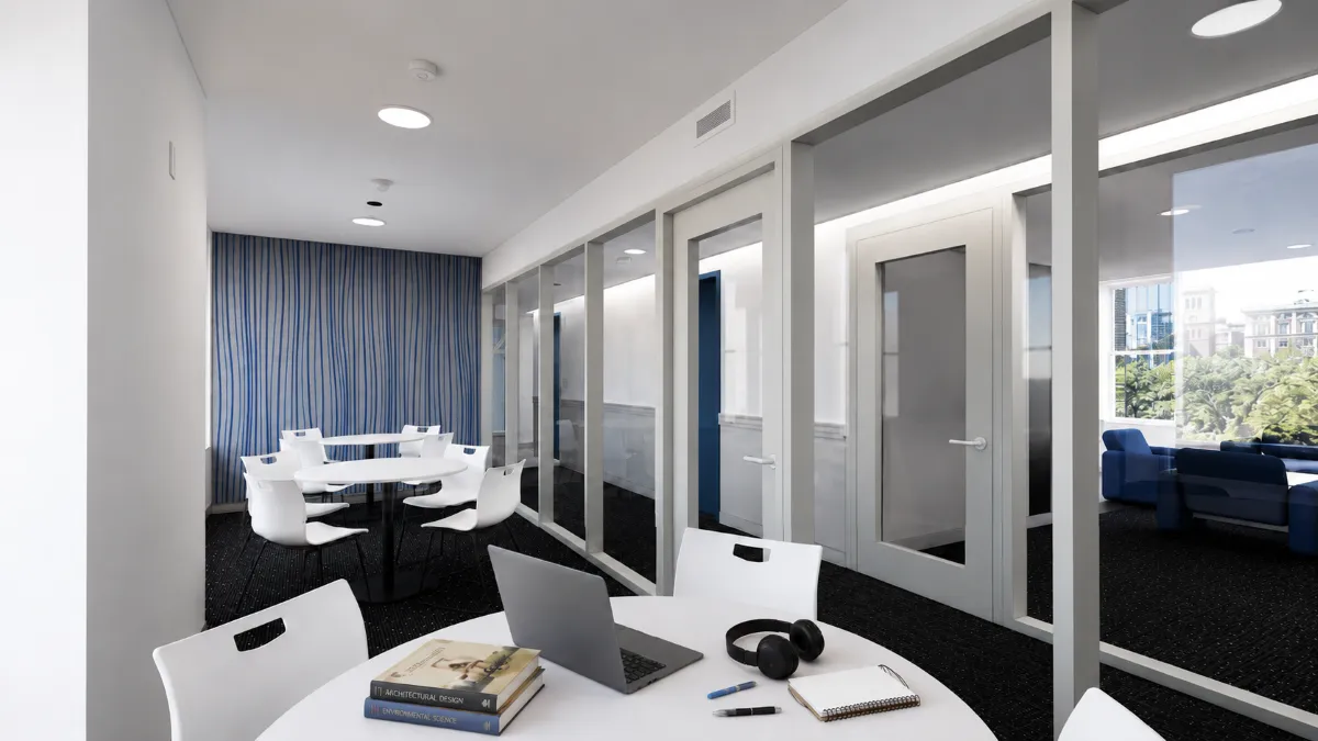 Each floor will have study and social spaces in the floor lounges