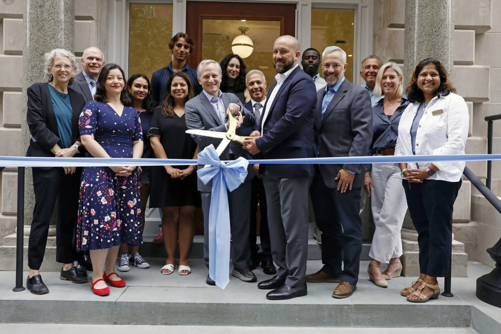 Ribbon cutting at the new building