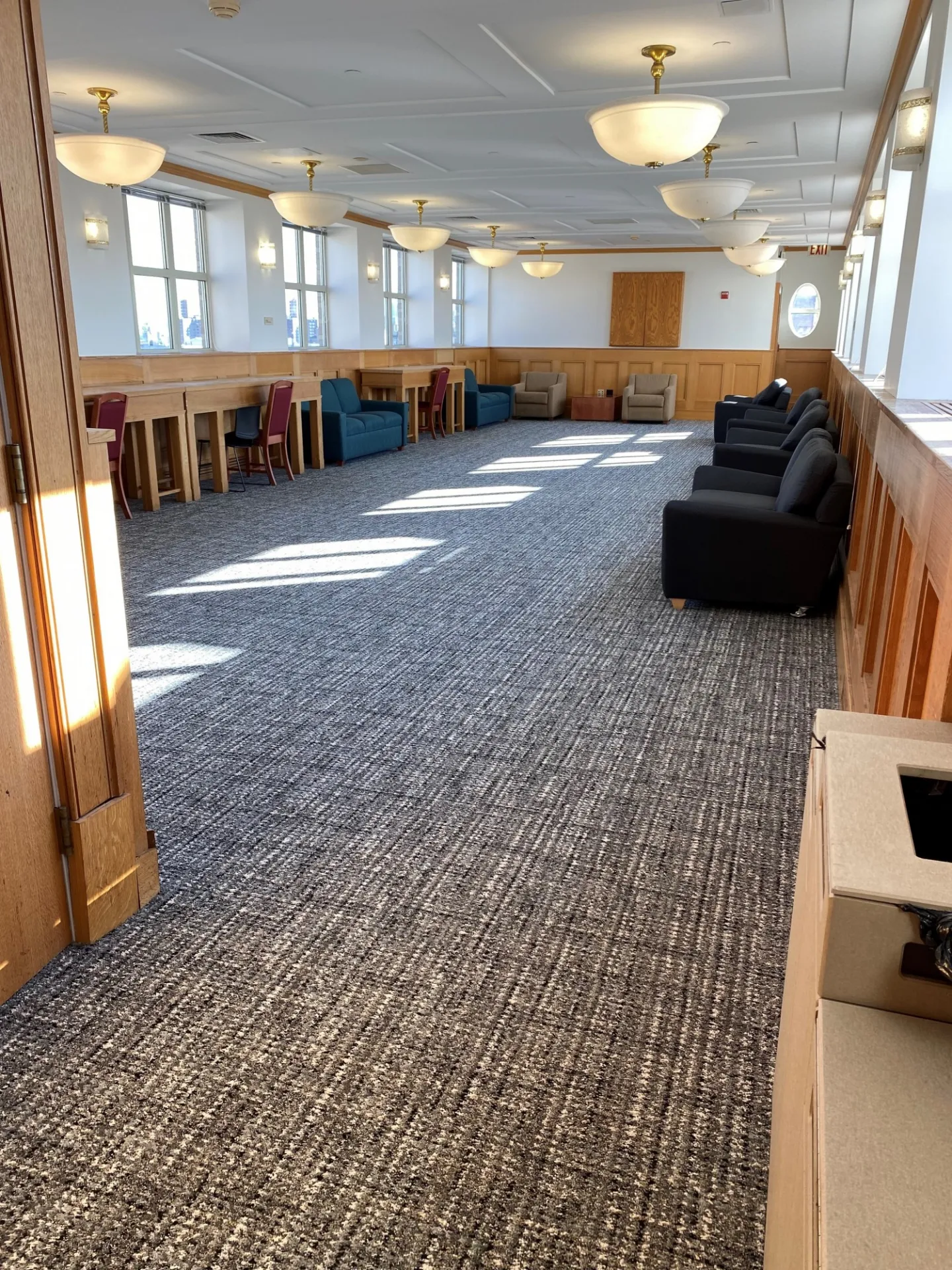 The Broadway Sky Lounge was refreshed with new furniture, carpeting, and lighting