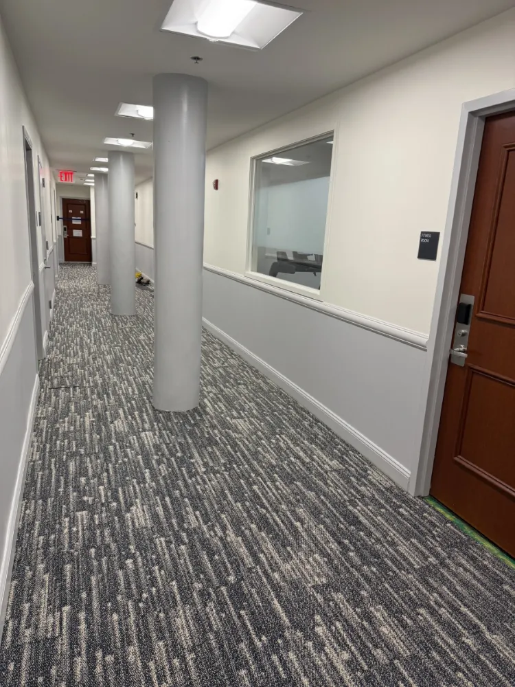 updated flooring and paint in corridor