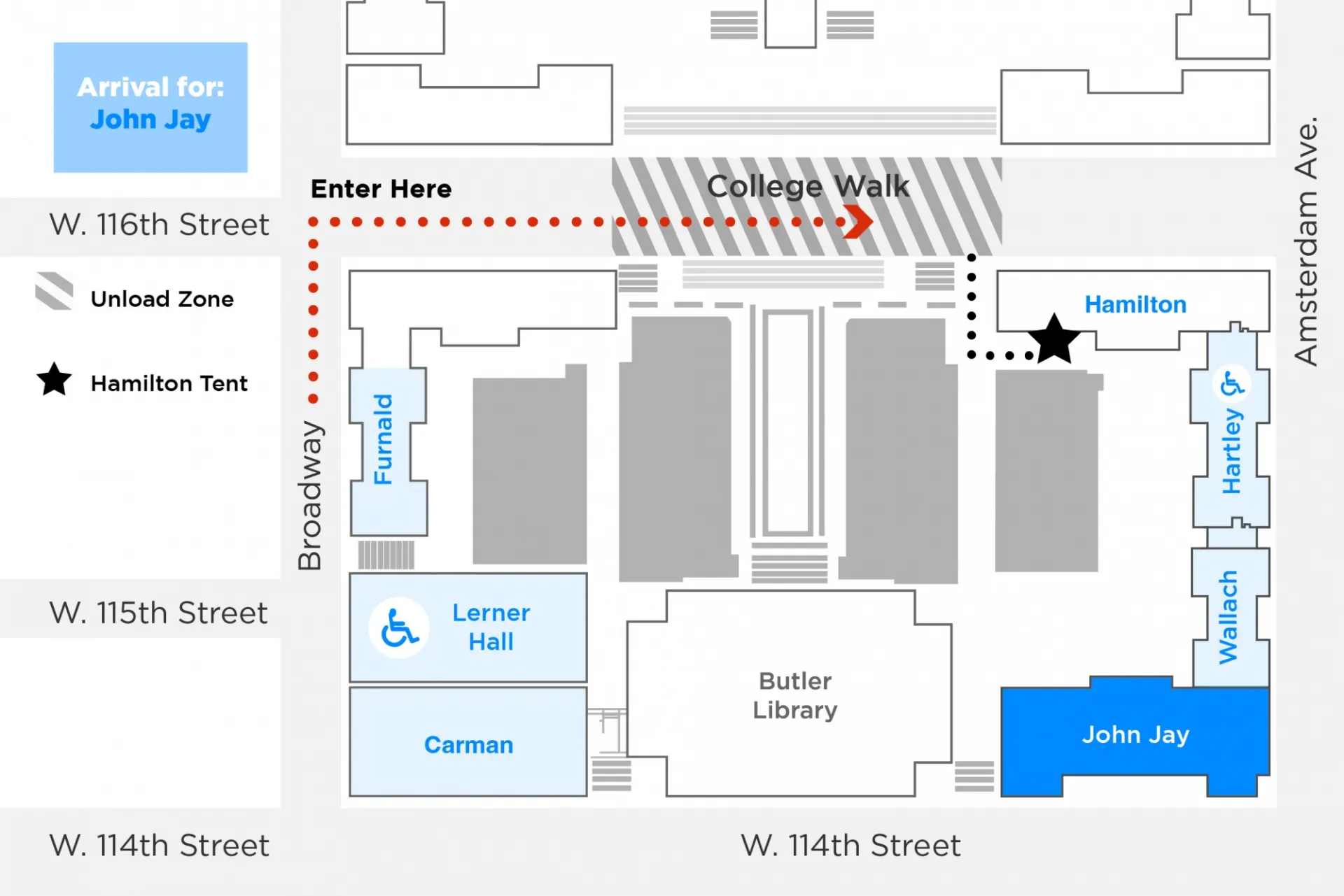 John Jay arrival map