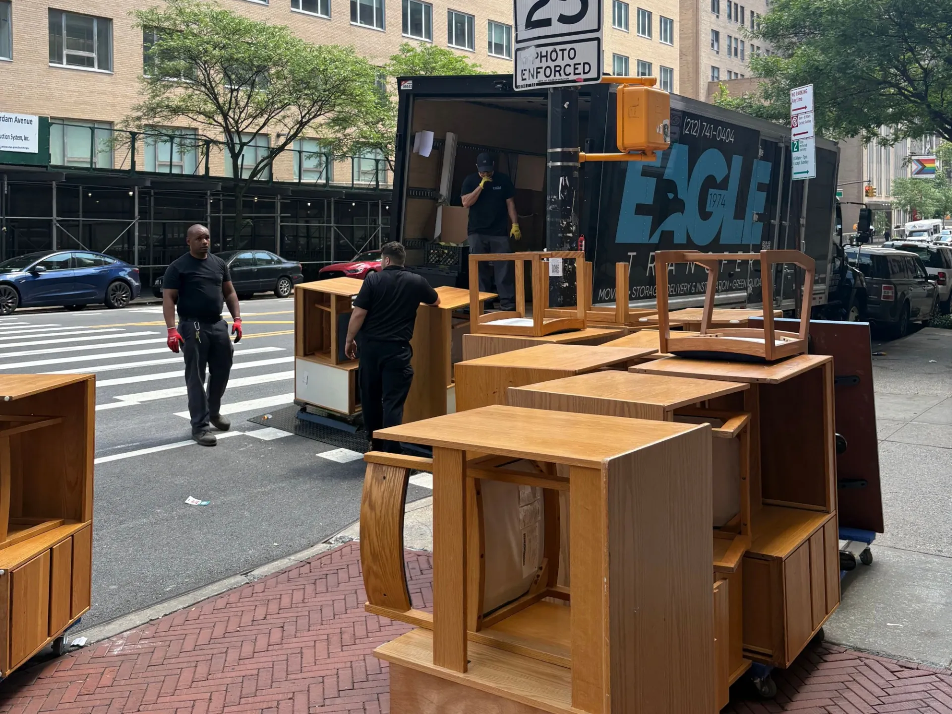 Desks from Hartley are loaded onto Eagle Transfer truck