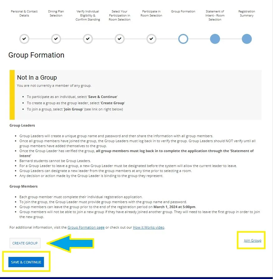 Group Formation page